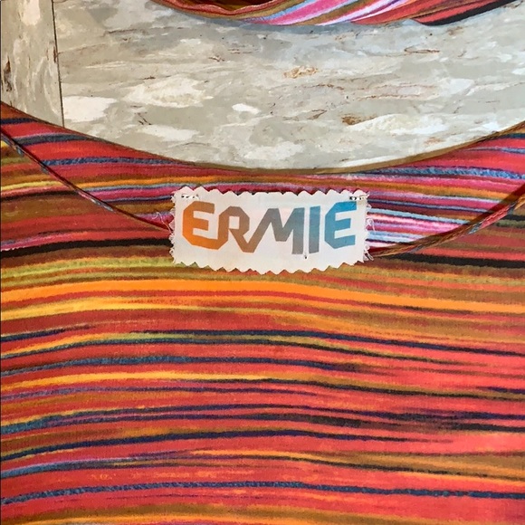 Ermie silk Watercolor painted striped dress - Picture 9 of 10